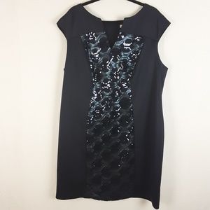 NWT Dressbarn Sequin Panel Dress Navy 20